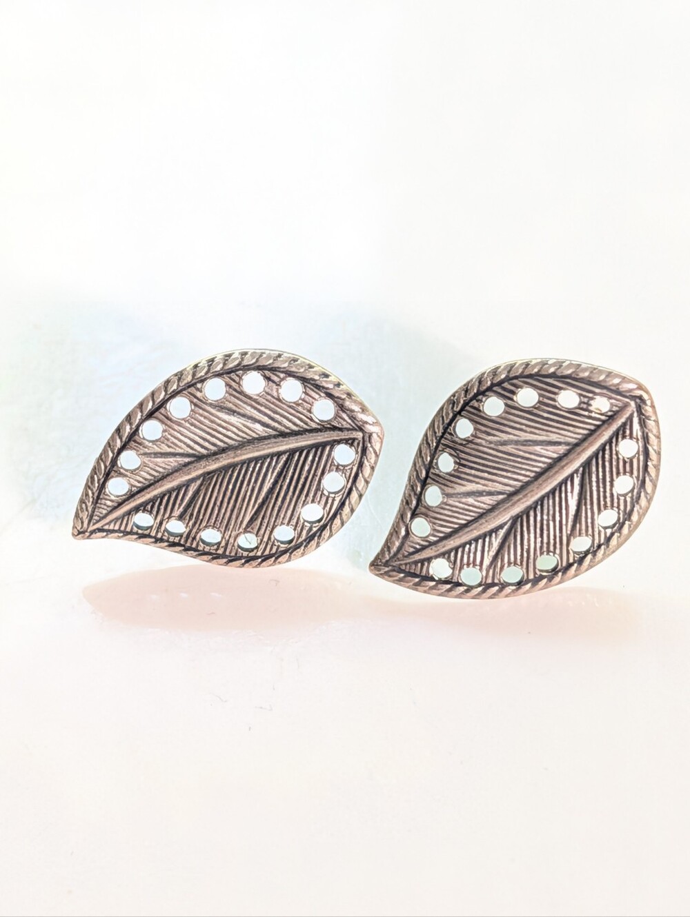 Bohemian Style Hippie Summer Natural Textured Leaf Lightweight Post Earrings